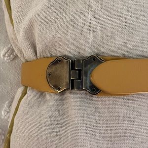 Linea Pelle Anthropologie Marigold Leather Belt w/ Decorative Metalwork